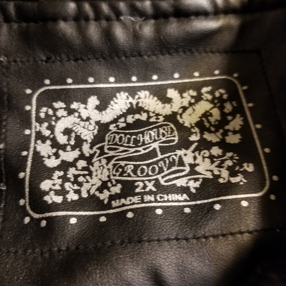 DOLLHOUSE 2X black faux leather long sleeve zipper snap closure jacket - Picture 6 of 7